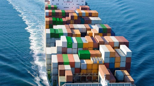 Containers being transported by ship