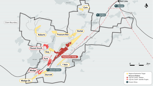 Location map of the Madsen mine