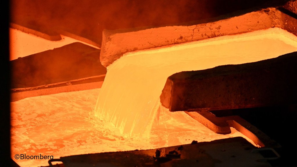 An image of molten copper poured into molds at the ZiJIn Serbia Copper plant in Bor, Serbia, on Thursday, April 18, 2024