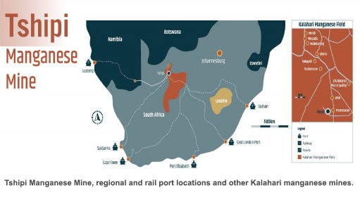 The Tshipi mine within the Kalahari manganese field.