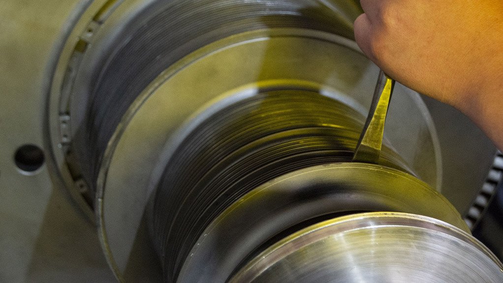 Installation of labyrinth seals on a turbine rotor at WEG's steam turbine facility in Apex