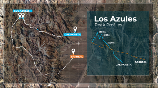 Location map of the Los Azules project