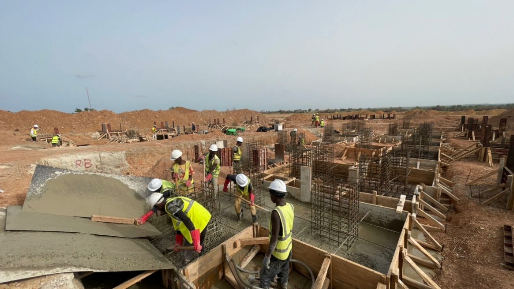 An image of construction workers installing the DMS footings