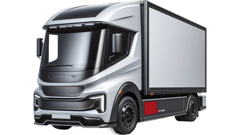 The above image depicts a electric heavy goods vehicle 