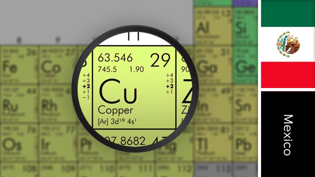 Image of Mexico flag and periodic table symbol for copper