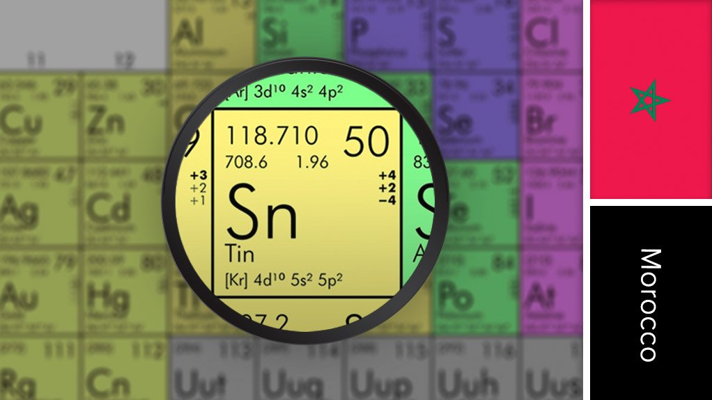 Image of Morocco flag and periodic table symbol for tin