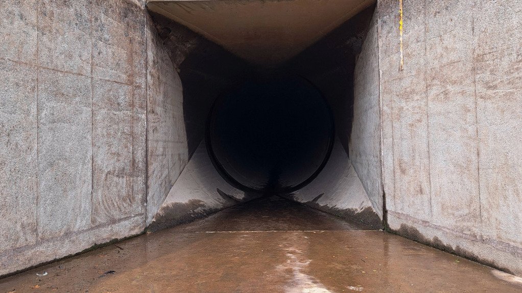 Image of the dewatered Lesotho Highlands water tunnel at the Ash River Outfall in the Free State