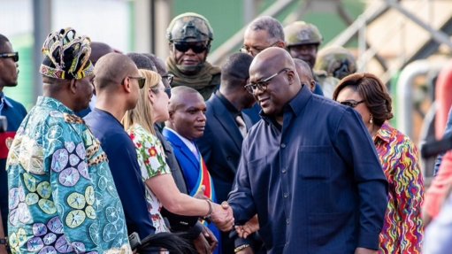 DRC President Félix Tshisekedi greeting Ivanhoe president Marna Cloete