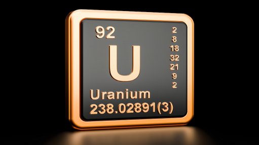 Image of the periodic table symbol for uranium