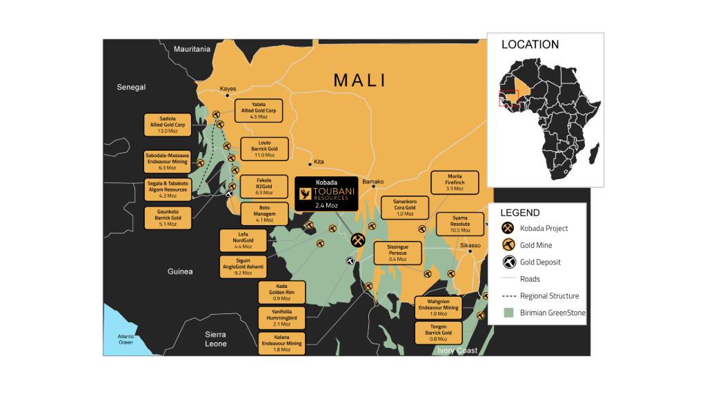 Location map of the Kobada project