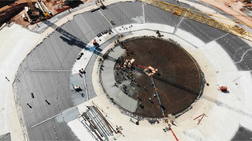 Aerial image of a water infrastructure construction site