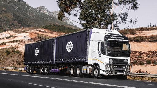 Untrans truck travelling on national road