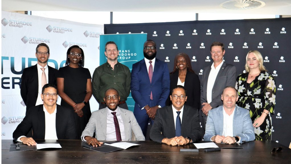 An image of the signing ceremony between Sturdee Energy and Frans Indongo Group, held in collaboration with RMB  