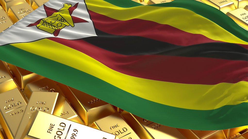 Zimbabwe flag with gold bars