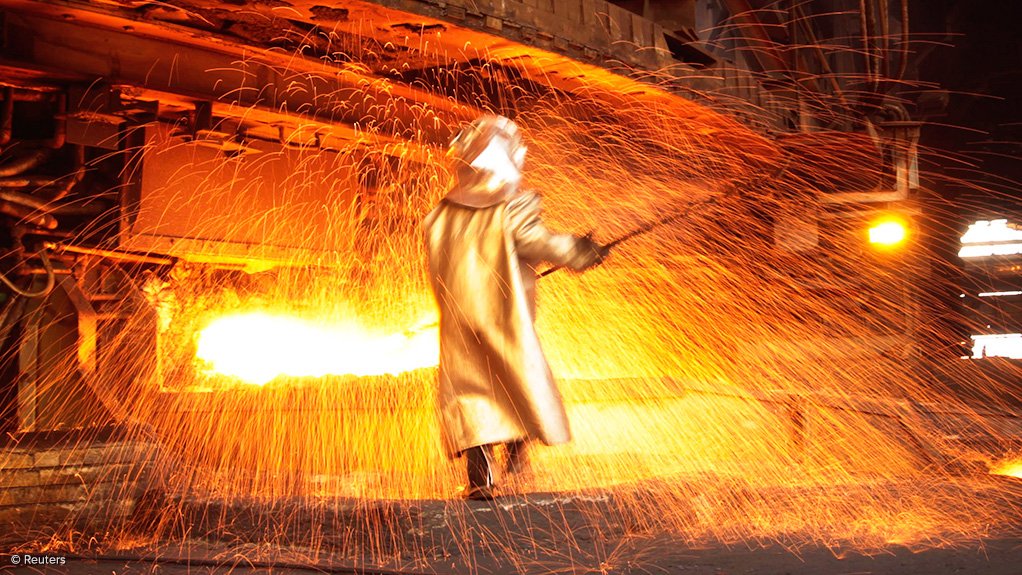 Employee working at a nickel smelter