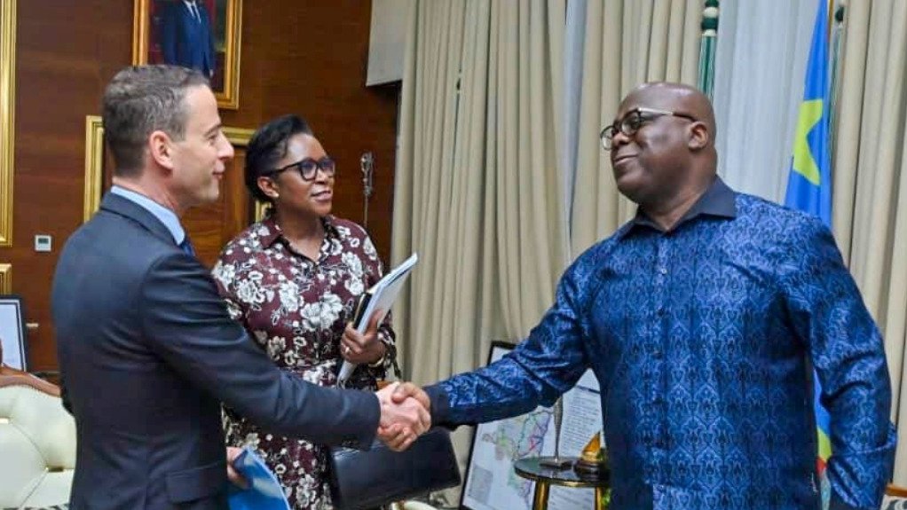 From left to right: Glencore CEO Gary Nagle; president of Glencore DRC Marie-Chantal Kaninda; and Democratic Republic of Congo President Félix Tshisekedi.