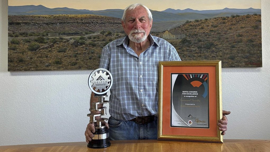 An image of Malben founder Amerigo Smargiasso with the SEIFSA Awards For Excellence Environmental Stewardship award 