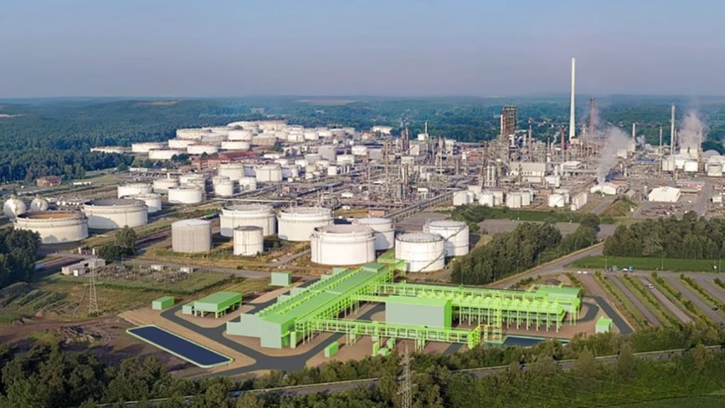 Visualisation of BP's final-investment-decision green hydrogen plant in Germany.