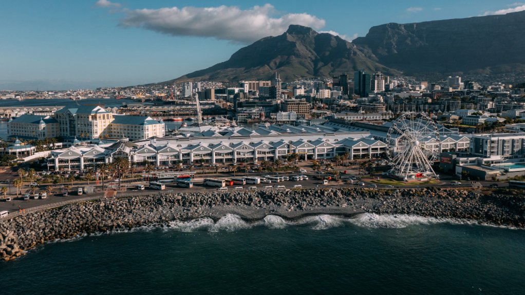 A view of Granger Bay, with the V&A in the background