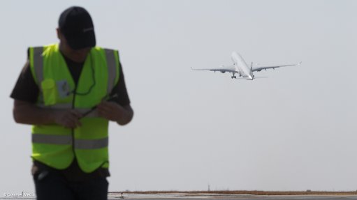 An aeroplane taking off from OR Tambo International