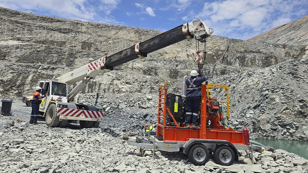 Mitchell Equipment Hire’s team on site in Botswana with a Godwin CD150 diesel driven pump set