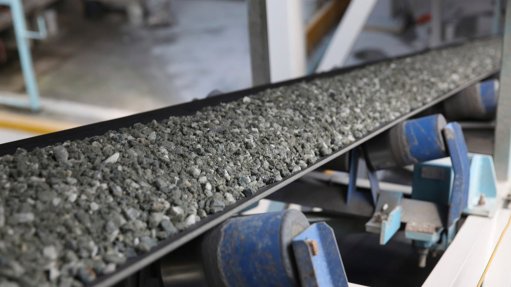 Silver ore on conveyor belt