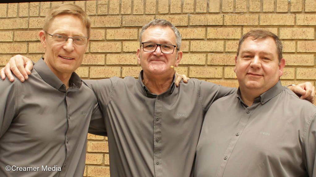 From left: Metso screening business line VP Jouni Mähönen; Metso head of screening in Europe and Africa Adrian Wood; and Metso technical sales support manager Jan Venter.