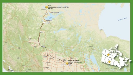 Location map of the NICO gold/cobalt/bismuth/copper mine project