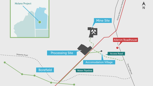 Location map of the Nolans project