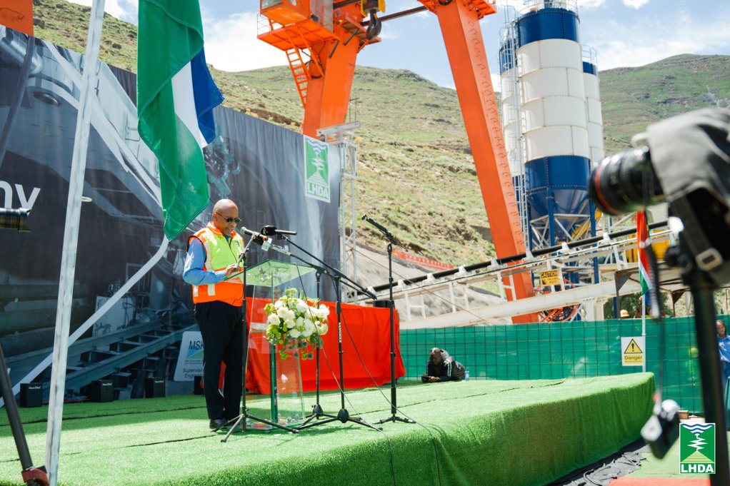 Image of Lesotho Highlands Development Authority CEO Tente Tente at the inauguration of the Katse TBM in Lesotho on January 15, 2025