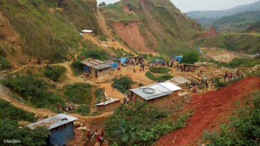 Miners at an artisanal gold mine near Kamituga in the east of the Democratic Republic of Congo