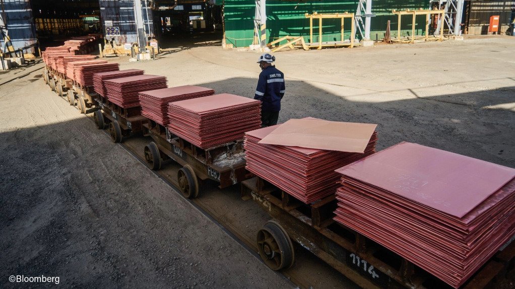 Copper sheets ready for transport in Zambia