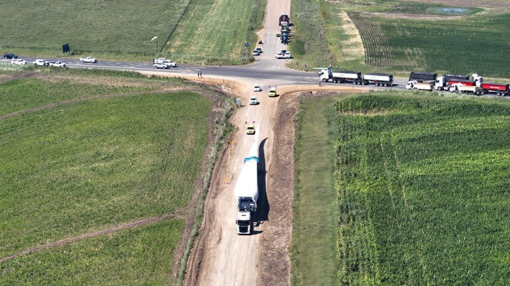 wind turbines being transported by truck