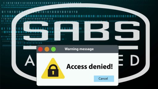 SABS logo with error message in front saying 