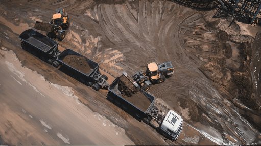 Aerial image of a PBS vehicles used in a mining operation