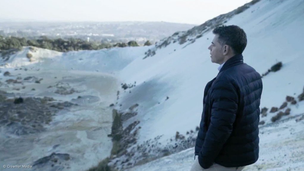 Pan African CEO overlooking Mogale's gold tailings, west of the Golden City of Johannesburg.