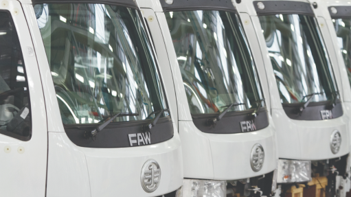 Image of FAW trucks at its assembly plant in Coega