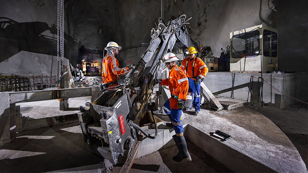 Mine workers underground