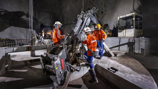 Mine workers underground