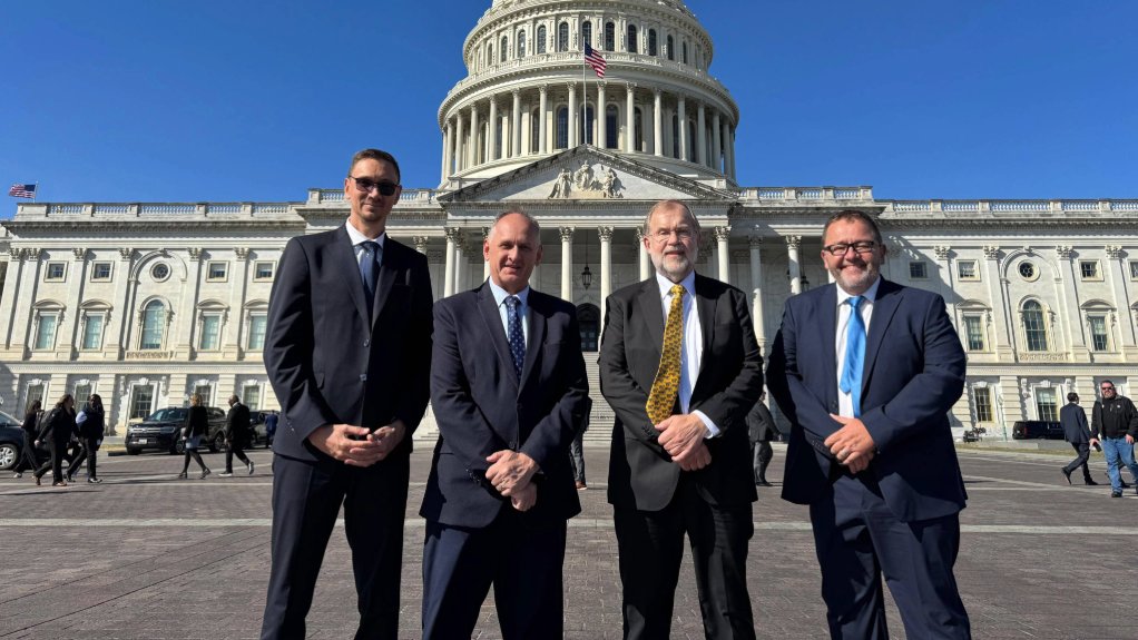 Solidarity Movement Head of International Relations Jaco Kleynhans, Solidarity CEO Dr. Dirk Hermann, Solidarity Movement chairperson Flip Buys, and AfriForum CEO Kallie Kriel