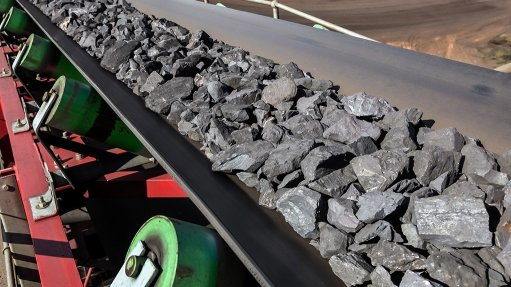 Manganese ore on conveyor belt