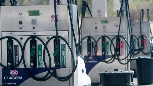 Petrol and diesel pumps at a garage