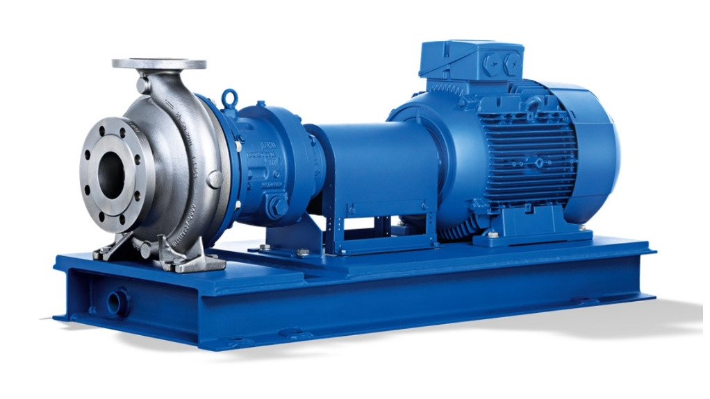 a KSB Pump used in the hydrogen process painted blue