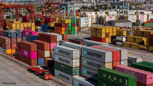 Shipping containers at port