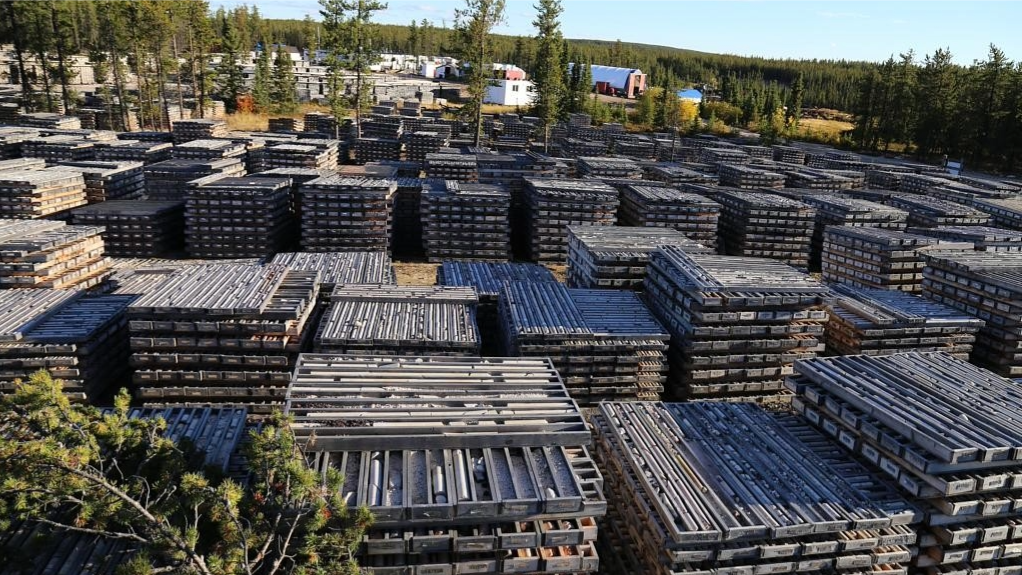 Image of piles of drill core from the Wheeler River project