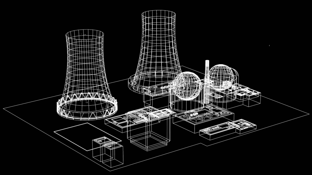 Artist's drawing of nuclear power plant