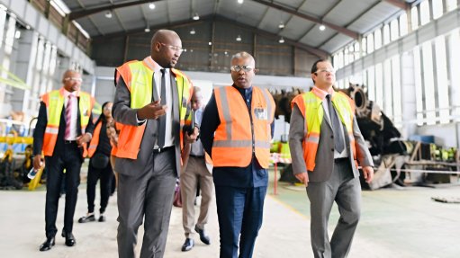 JA Engineering CEO Matimba Mahange, Gauteng Finance and Economic Development MEC Lebogang Maile and JA Engineering COO Danie Van Wyk