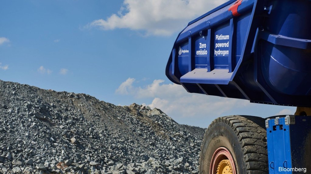 A hydrogen powered truck at Anglo American Platinum's Mogalakwena mine