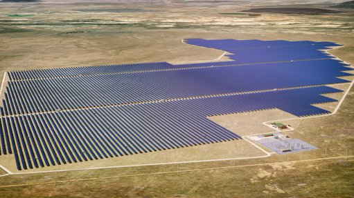 A rendering of the Du Plessis Dam Solar PV2 facility