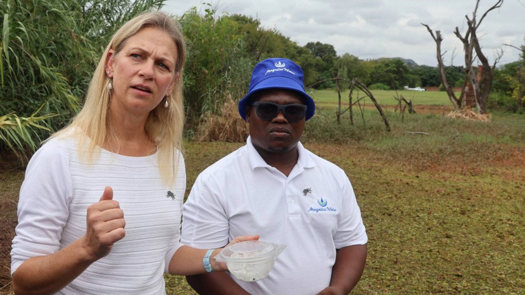 Image of South African Institute for Aquatic Biodiversity biological control and freshwater alien invasive species management chairperson Professor Julie Coetzee and Water and Sanitation Deputy Minister Sello Seitlholo